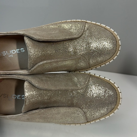 J Slides Karla Gold Brushed Leather Casual Slip On Sneakers Size 7.5 - Picture 12 of 15